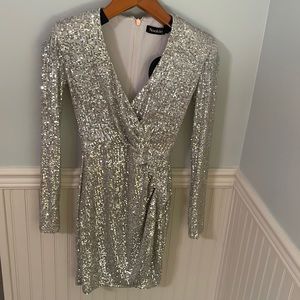 Silver Fantasy Long Sleeve mini dress size small by Nookie from Revolve